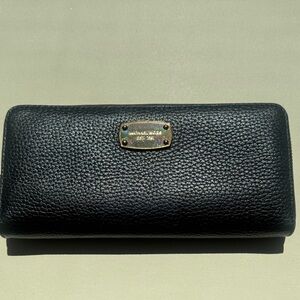 Michael Kors Black Leather Wallet with Gold Accents